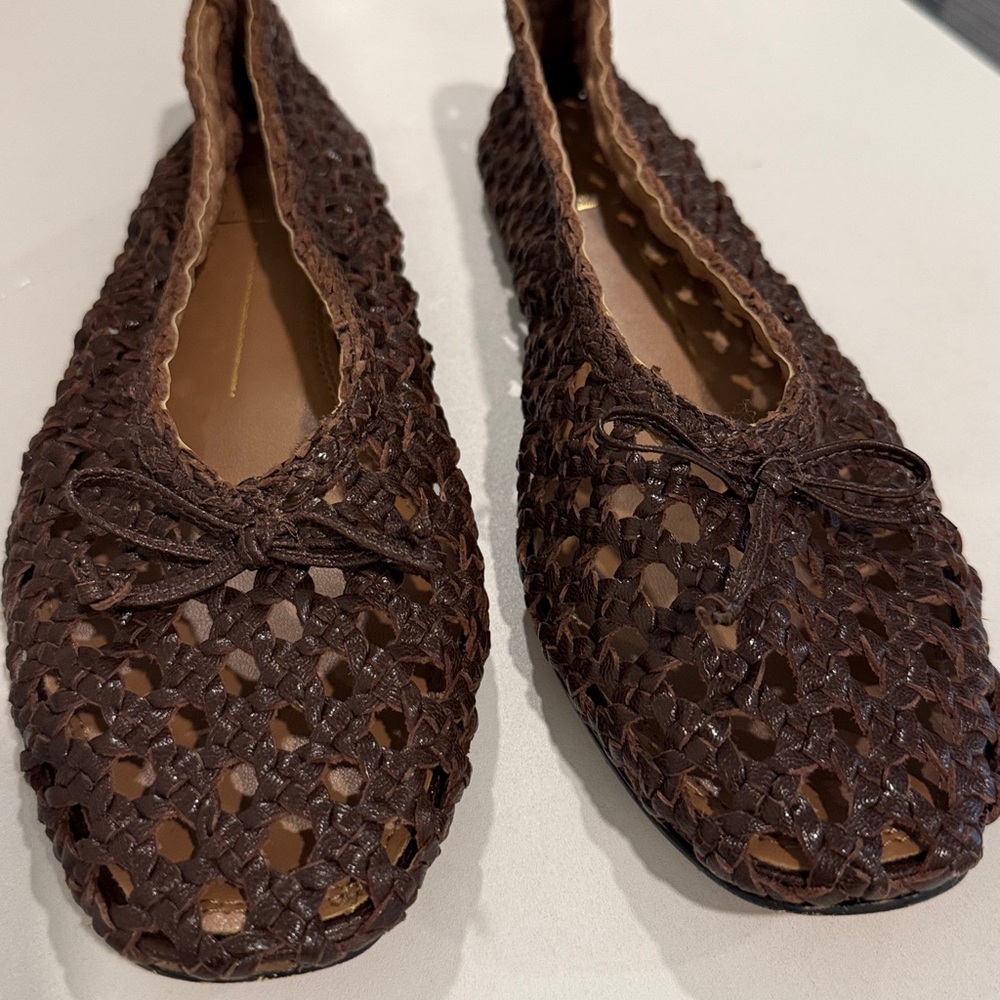 Dolce Vita Brown Woven Leather Ballet Flats - Picture 3 of 13